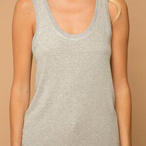 HEM & THREAD Heather Grey Contrast Back Tank Top | Soft Knit & Satin Mix